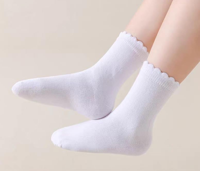 SUZEL Store Ruffle Socks for Girls, 4/6 Pack Girls White Uniform School Socks, Frilly Dress Socks for 4-6 6-8 8-10 10-12 Years Old - Image 4